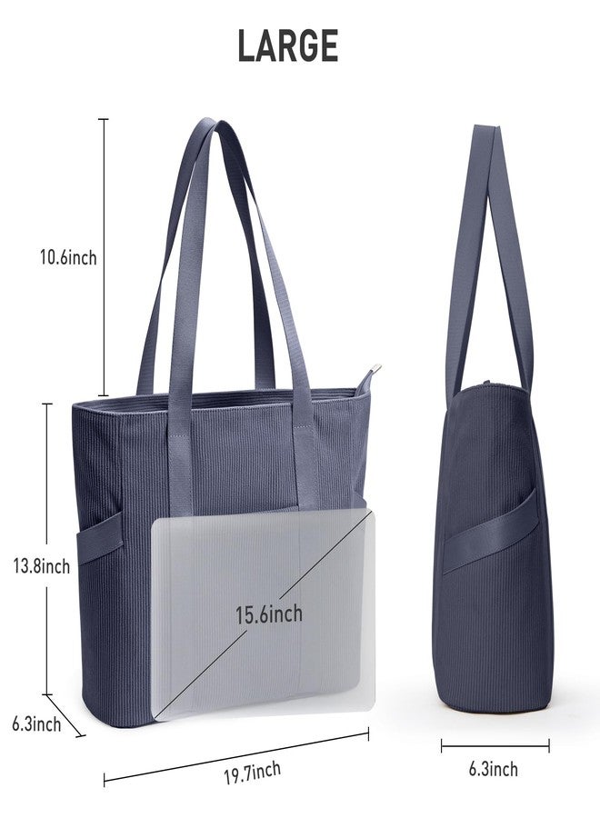DIXEIGHT Tote Bag for Women with Zipper, Travel Tote Bags with Compartments Large Shoulder Bag Handbag for Gym Work School, L-gray-blue-fits 17" Laptop, Large - Image 4
