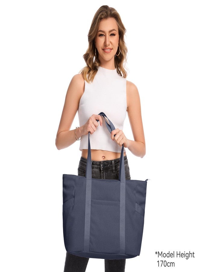 DIXEIGHT Tote Bag for Women with Zipper, Travel Tote Bags with Compartments Large Shoulder Bag Handbag for Gym Work School, L-gray-blue-fits 17" Laptop, Large - Image 3