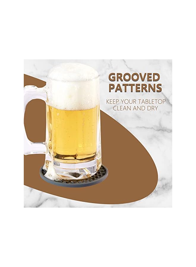 The Bros Drink Coasters Set of 6 with Holder, Silicone Coasters Tabletop Protection for Any Table Type, Wood, Stone Tables, Dishwasher Safe, Coasters for Drinks Fits Any Size of Drinking Glasses (Grey) - Image 4