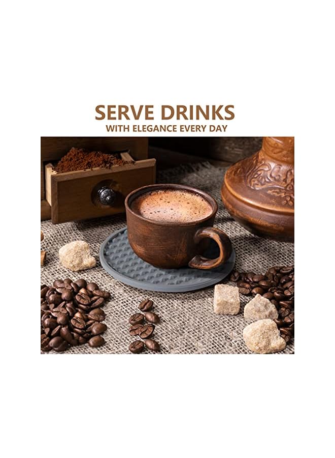 The Bros Drink Coasters Set of 6 with Holder, Silicone Coasters Tabletop Protection for Any Table Type, Wood, Stone Tables, Dishwasher Safe, Coasters for Drinks Fits Any Size of Drinking Glasses (Grey) - Image 5