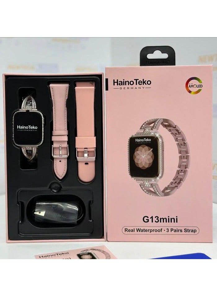 Haino Teko Germany G13 Mini Full Screen AMOLED Display Ladies Smart Watch With 3 Pair Straps and Wireless Charger - Image 1