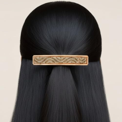 JWELLA Set of 3 Metallic Wave Beaded Hair Clips for Women & Girls | Elegant Hair Barrettes | Strong Grip Hair Accessory for Thick Hair - Image 3