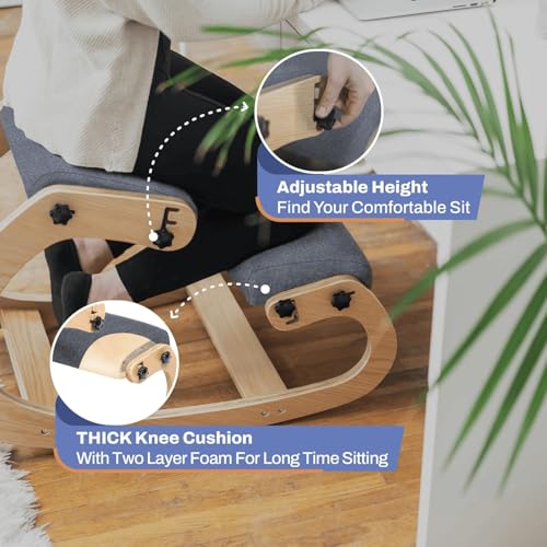 BOFFLE Adjustable Ergonomic Kneeling Chair – Rocking Posture Stool for Desk & Home Office | Supports Spine Alignment, Eases Back Pain, Promotes Active Sitting | 5-Year Warranty - Image 5