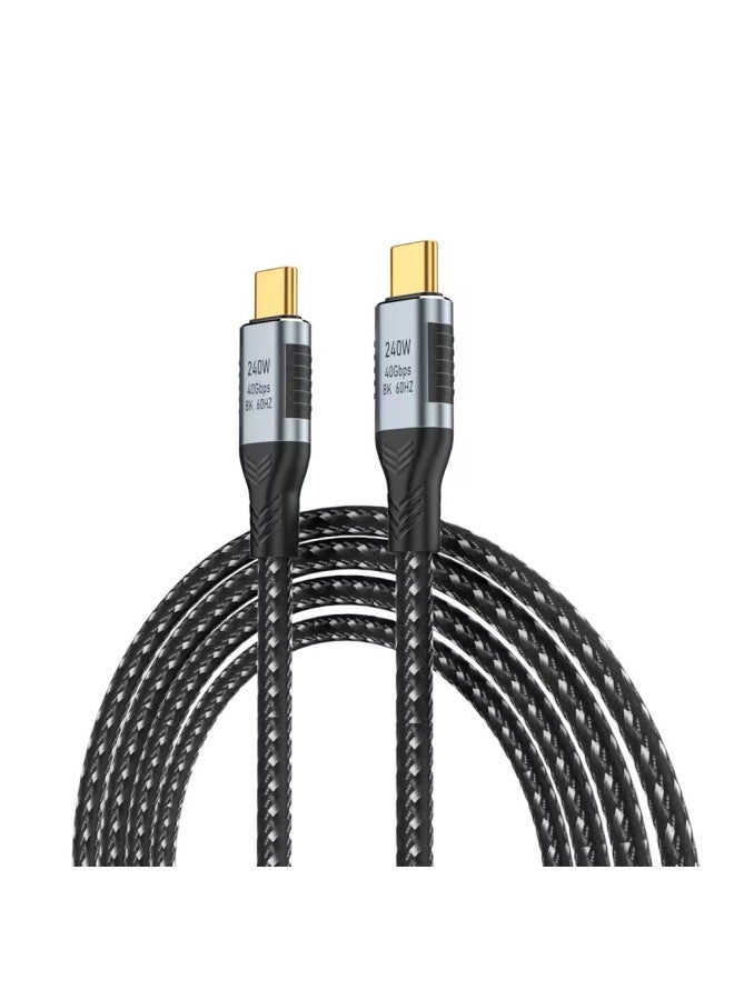 USB4 Data Cable 240W Fast Charging Cable 48V Compatible With Lightning 3 Full Function 8K60Hz Projection Screen Data Cable 40Gbps-Color:USB4/40Gbps 240W 1.5 M - Image 1