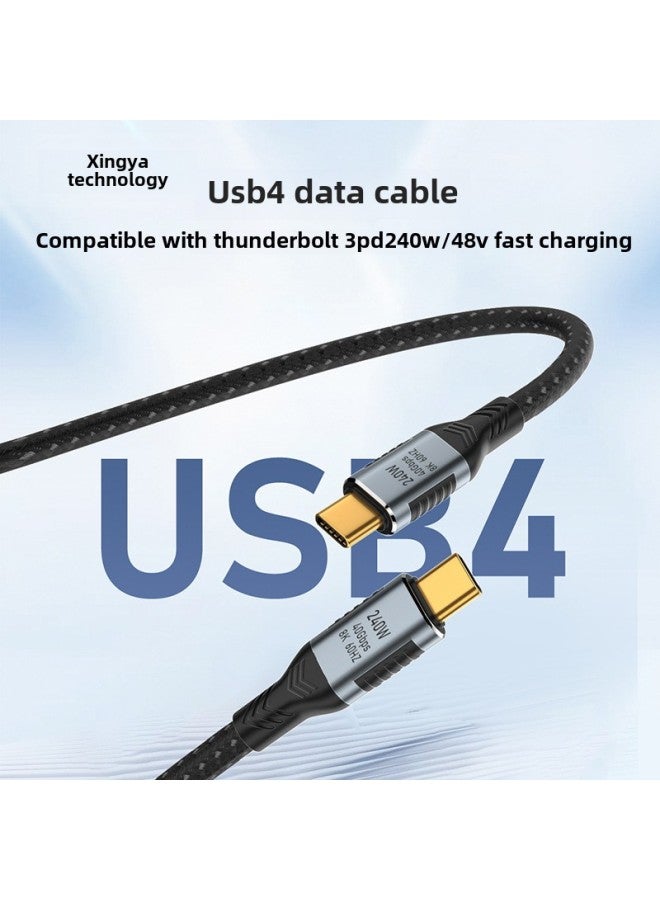 USB4 Data Cable 240W Fast Charging Cable 48V Compatible With Lightning 3 Full Function 8K60Hz Projection Screen Data Cable 40Gbps-Color:USB4/40Gbps 240W 1.5 M - Image 2