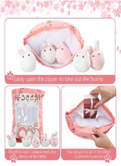 Civaner Cute Plush Pillow Kawaii Room Decor Throw Pillow Removable Stuffed Animal Toys Fluffy Cherry Bunnies Cats Kittens Dog Dinosaur Creative Gifts for Teens Girls Kids (Pink, Bunny)  - Image 2