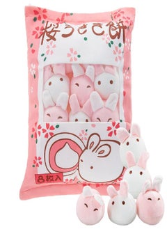 Civaner Cute Plush Pillow Kawaii Room Decor Throw Pillow Removable Stuffed Animal Toys Fluffy Cherry Bunnies Cats Kittens Dog Dinosaur Creative Gifts for Teens Girls Kids (Pink, Bunny)  - Image 4