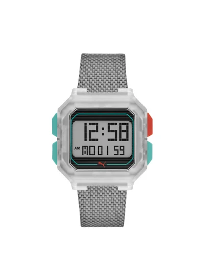بوما Women's Digital Quartz Watch With Silver Nylon Strap - 3 ATM - PU P5021