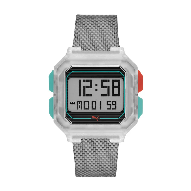 PUMA Women's Digital Quartz Watch With Silver Nylon Strap - 3 ATM - PU P5021