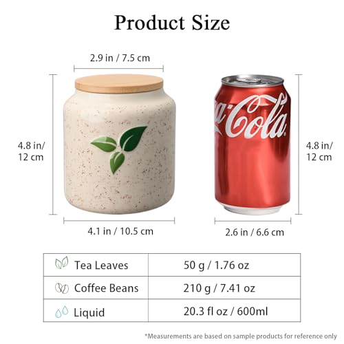 Miicol Ceramic Storage Canister with Airtight Lid, Food Storage Container, Round Tea Canister, Pantry Organizer, Kitchen Storage Jar for Coffee Bean, Flour, Pasta, Sugar, Spices, 20 fl.oz‌ - Image 3