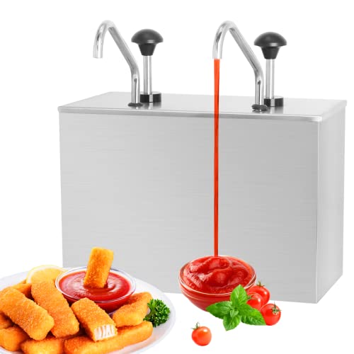 Saladulce Saladulce Commercial Sauce Dispenser Pump Stainless Steel Condiment Pump Station 74Quart Pump Dispenser Container for Ketchup Dressing Syrup Jam bbq Sauce 