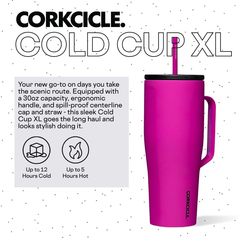 Corkcicle Cold Cup XL Insulated Tumbler with Handle, Lid, & Straw, Berry Punch, 30 oz – Reusable Cupholder Friendly Water Bottle Keeps Drinks Cold 12hrs - Image 2