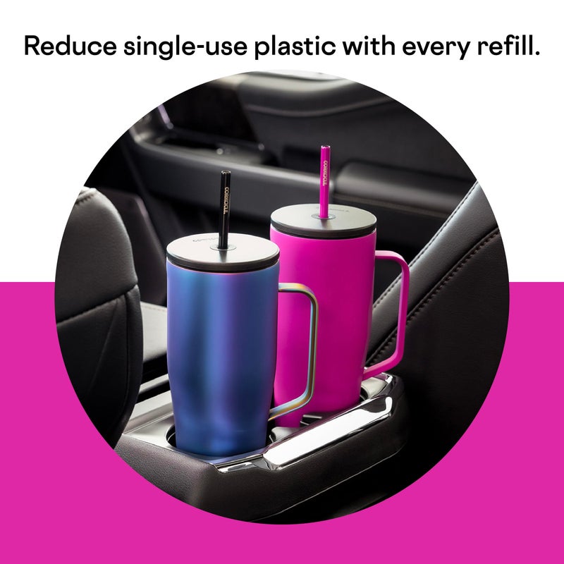 Corkcicle Cold Cup XL Insulated Tumbler with Handle, Lid, & Straw, Berry Punch, 30 oz – Reusable Cupholder Friendly Water Bottle Keeps Drinks Cold 12hrs - Image 5