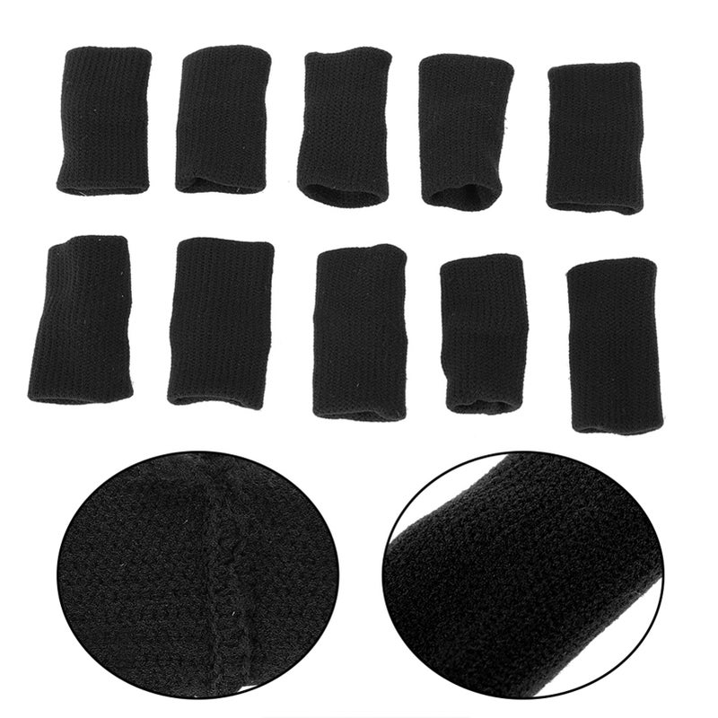10Pcs Stretchy Fingers Sleeve Support Finger Protector Sports Aid Arthritis Band Wraps （Black） - Image 2