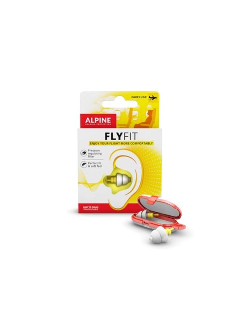 Alpine FlyFit - Earplugs for Pressure Relief & Preventing Ear Pain While Flying - Airplane Travel Essentials - Comfortable Reusable Hypoallergenic Earplugs with Ultra Soft Filter