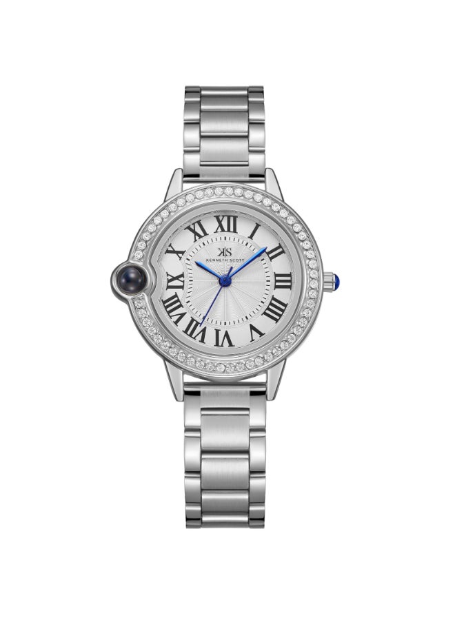 كينيث سكوت ساعة نسائية بعقارب وسوار فضي من الستانلس ستيل - Image 1