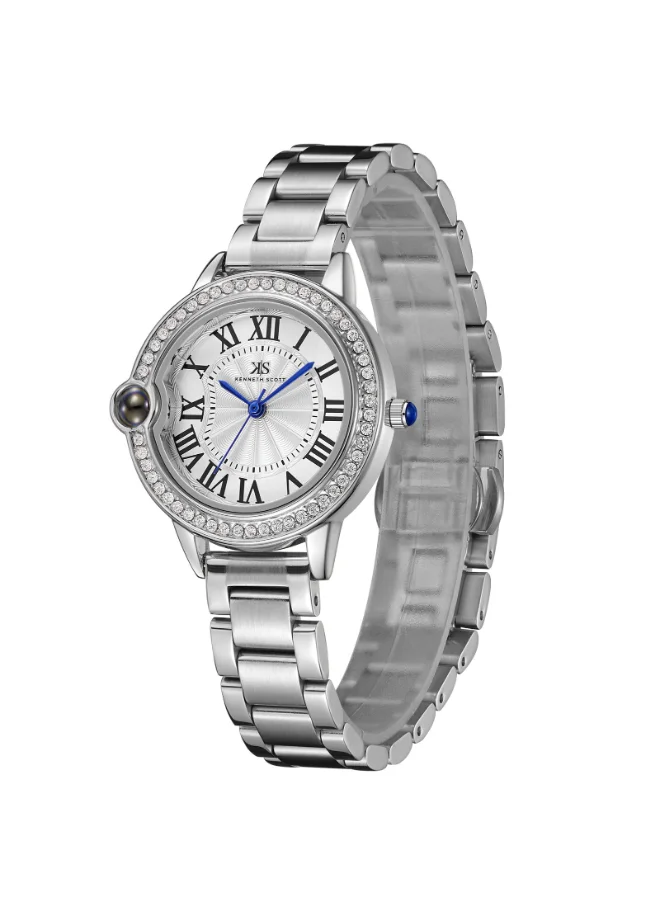 KENNETH SCOTT Women's Analog Display Watch With Silver Stainless Steel Strap - K22530-SBSW