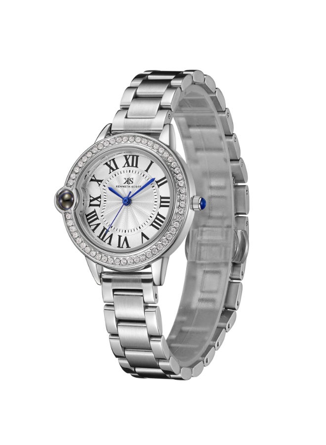 كينيث سكوت ساعة نسائية بعقارب وسوار فضي من الستانلس ستيل - Image 2