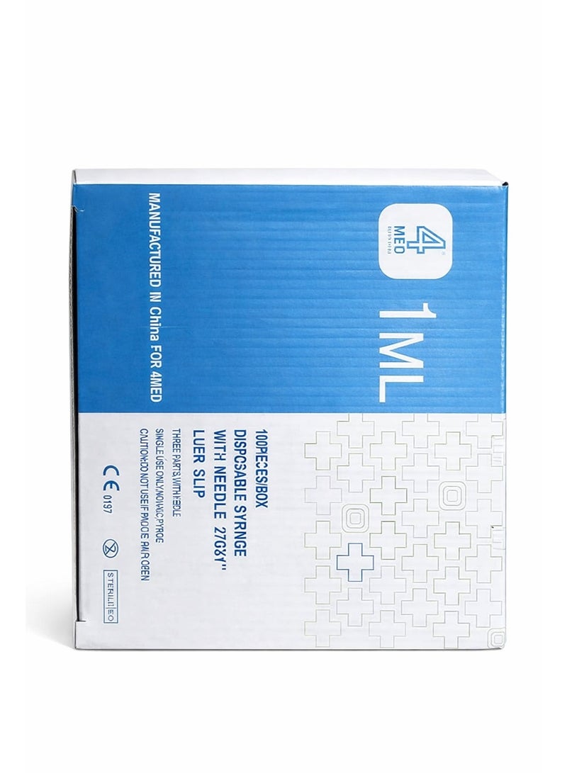 محقنة 1 مل 27G مع وصلة لور-سليب - عبوة من 100 محقنة معقمة للاستخدام مرة واحدة | للاستخدام الطبي الدقيق - Image 2