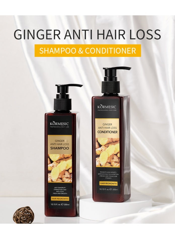 2Pcs Ginger Anti Hair Loss Hair Care Set Natural Shampoo & Conditioner for Daily Use Plus Scalp Energizing Serum for Enhanced Hair Health Suitable for All Hair Types.300ML - Image 1
