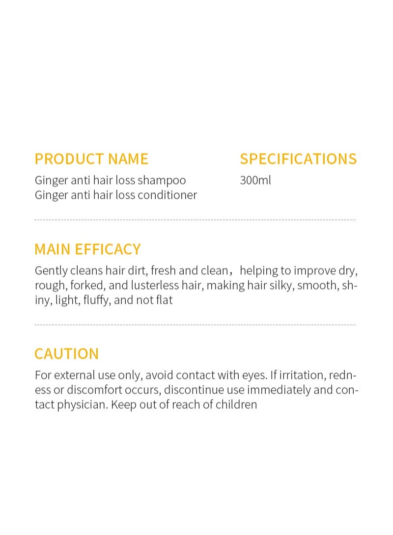 2Pcs Ginger Anti Hair Loss Hair Care Set Natural Shampoo & Conditioner for Daily Use Plus Scalp Energizing Serum for Enhanced Hair Health Suitable for All Hair Types.300ML - Image 4