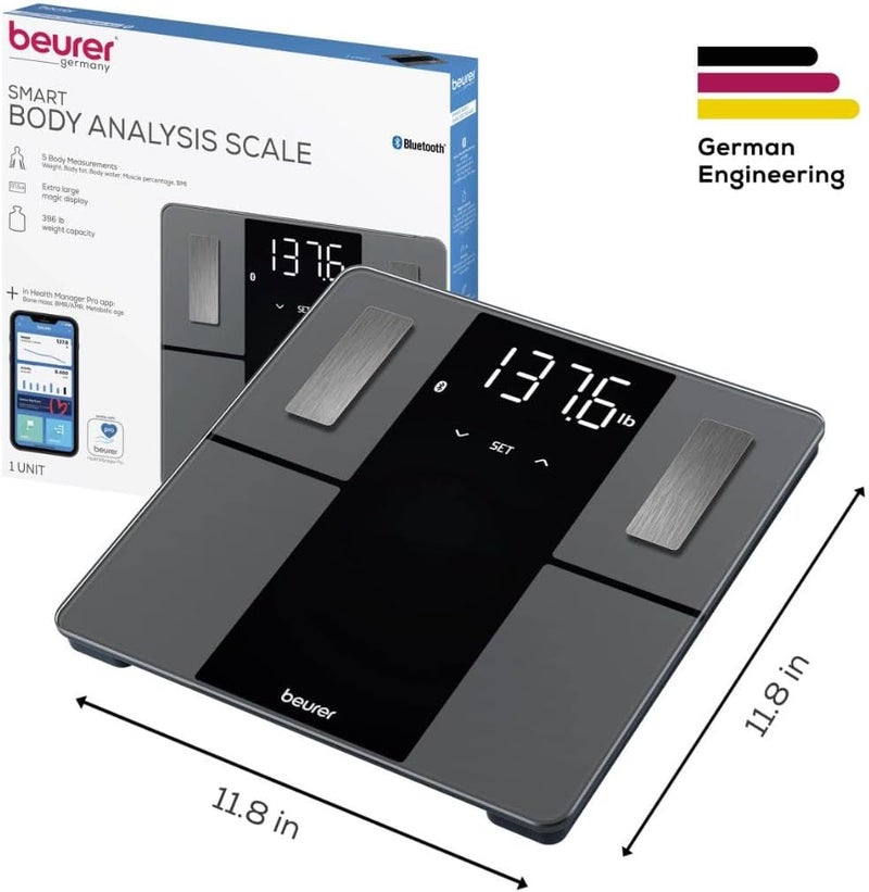 Beurer BF500 Smart Body Analysis Scale with Bluetooth  App Accurate Digital Diagnostic Scale Measures Body Fat Muscle Mass Caloric Needs 396 lbs XL Display - Image 5