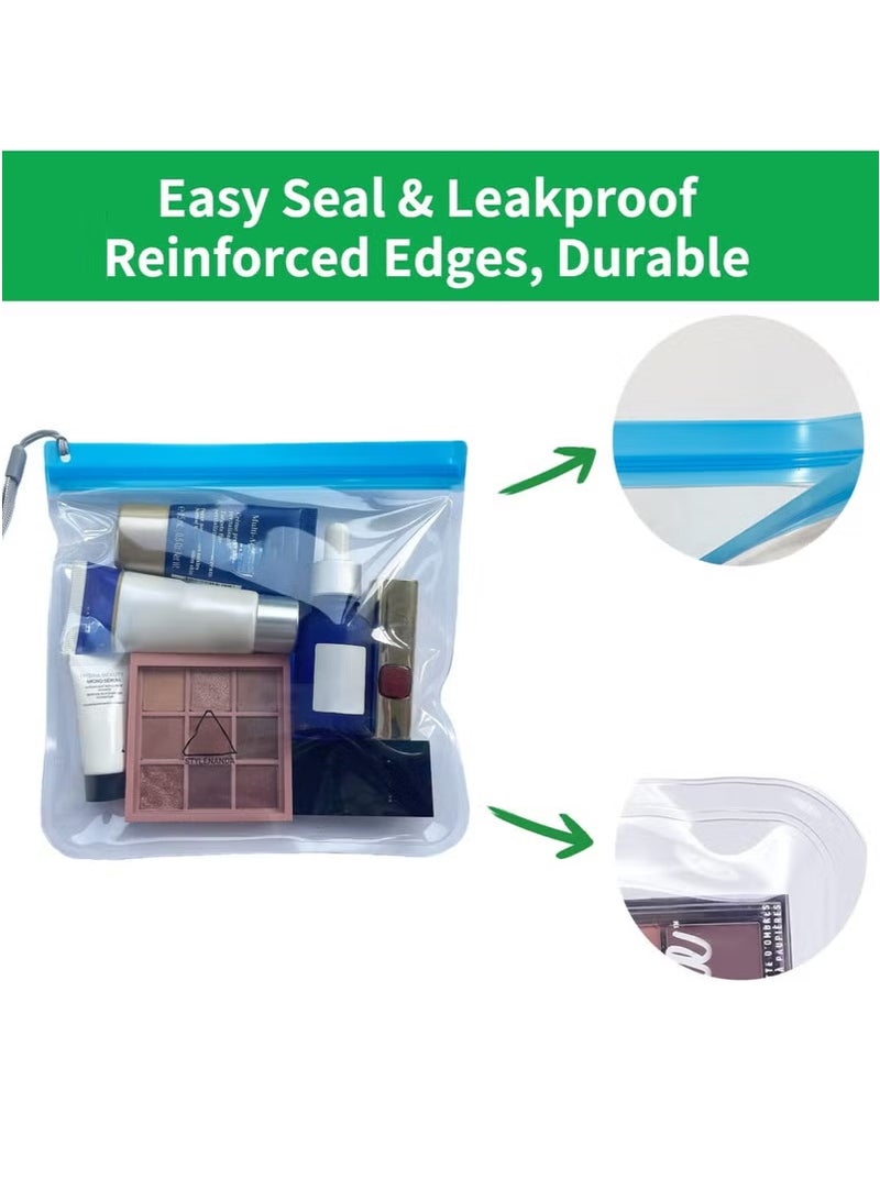3 Pcs Clear Travel Toiletry Bags, Waterproof Leakproof Travel Makeup Bag, Sealable Wash Bags Airport Security Liquids Bags (Blue/Clear)  - Image 2