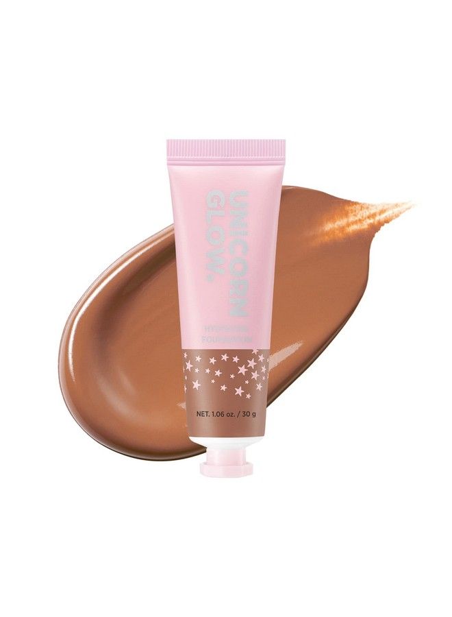 UNICORN GLOW Hydrating Foundation #12 Cocoa Collagen Serum + Hyaluronic Acid + Ceramide AntiAging - Image 2