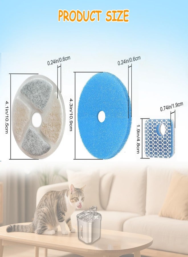 OUPUSES 12 Set Cat Water Fountain Filter Replacement for Square 2.2L/73oz Pet Dog Fountain, Triple Filtration Replacement Filters(12+12+12) - Image 2