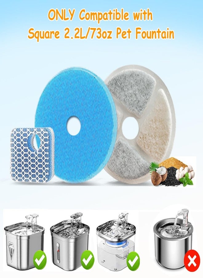 OUPUSES 12 Set Cat Water Fountain Filter Replacement for Square 2.2L/73oz Pet Dog Fountain, Triple Filtration Replacement Filters(12+12+12) - Image 4