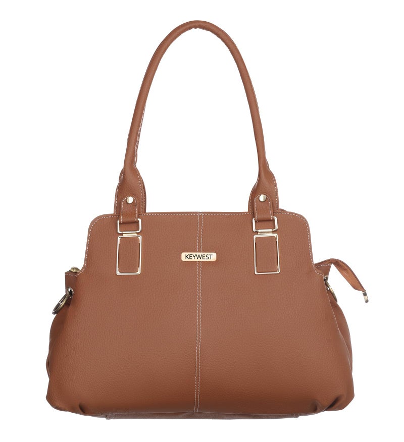 Keywest Women's Pheonix Satchel Tote Handbag for Women | Ladies purse | Stylish Shoulder Bag | Gift For Woman | Tan - Image 1