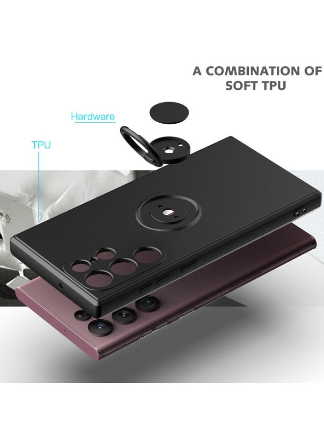 for Samsung Galaxy S25 Ultra Case, Liquid Silicone Flexible Edges Anti-scratch and Shockproof Circular Ring Support Car Magnets Phone Case Cover for Samsung Galaxy S25 Ultra, Black - Image 4