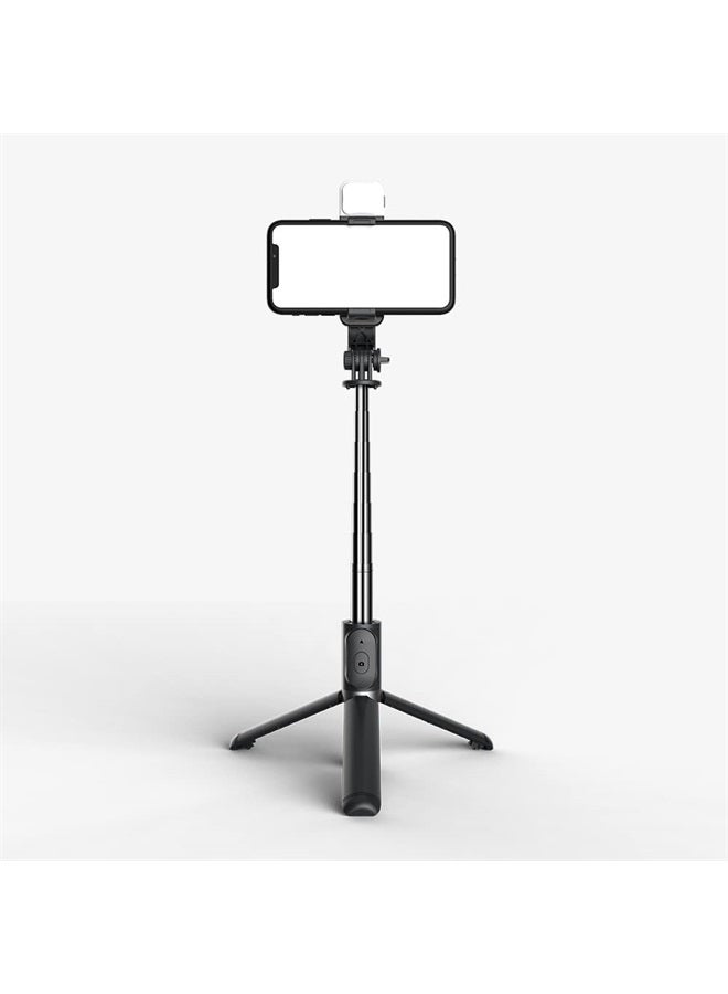 KOMI Selfie Stick Tripod with Fill Light Extendable Phone Tripod Portable with Detachable Wireless Remote Compatible with iPhone Samsung Camera Android(Black+Light) - Image 2