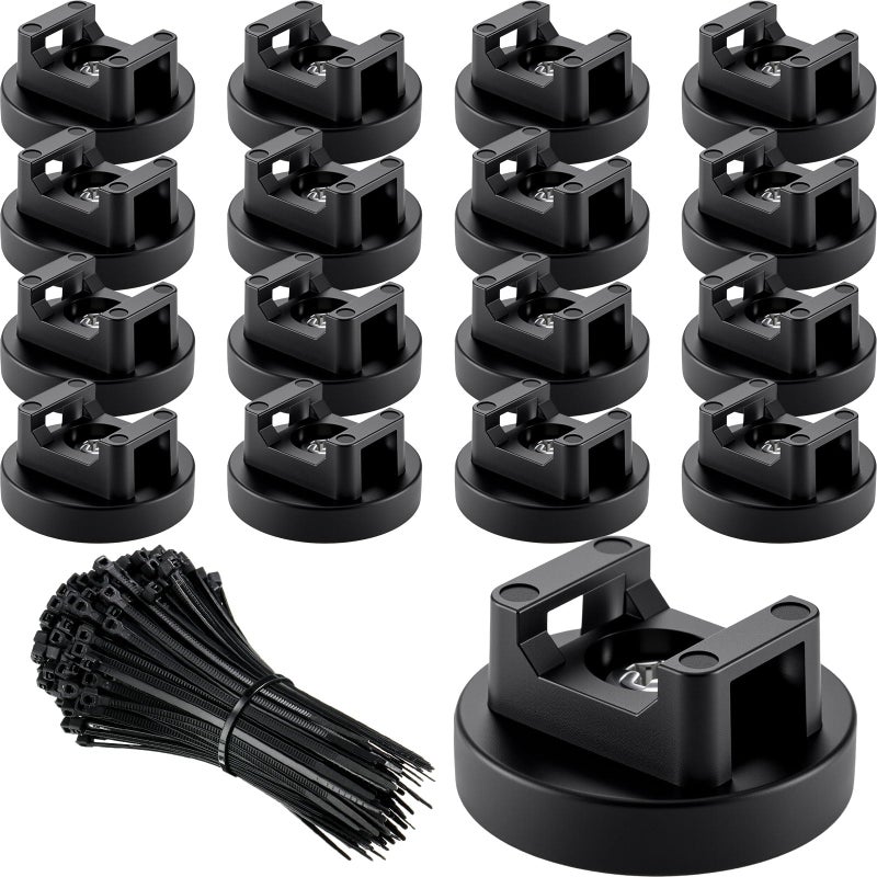 Yookeer 120 Pieces Magnetic Zip Tie Mount Multipurpose Cable Holder Magnets Magnetic Wire Management Bases with Heavy Duty Zip Mount Nylon Cable Ties in Total 31mm - Image 2