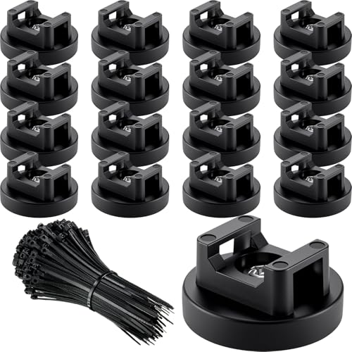 Yookeer 120 Pieces Magnetic Zip Tie Mount Multipurpose Cable Holder Magnets Magnetic Wire Management Bases with Heavy Duty Zip Mount Nylon Cable Ties in Total 31mm - Image 1