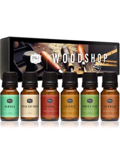 P&J Trading P&J Trading Fragrance Oil Woodshop Set | Forest Pine, Fresh Cut Wood, Leather, Teakwood, Bamboo, and Cedar Candle Scents for Candle Making, Freshie Scents, Soap Making Supplies, Diffuser Oil Scents 