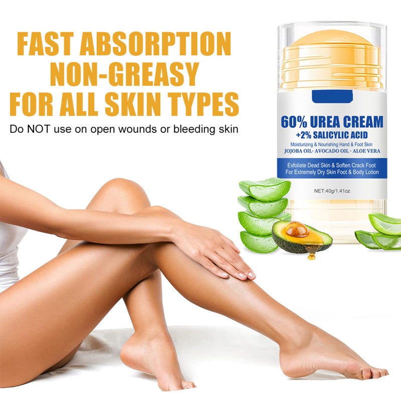 Grospe 60% Urea plus 2% Salicylic Acid Foot Cream Moisturizer for Dry Cracked Feet Knees Elbows Hands Hydrates &Nourish Foot Care for Softens Skin Exfoliates Dead Skin Smoothing Skin Women and Men 1.41oz - Image 3