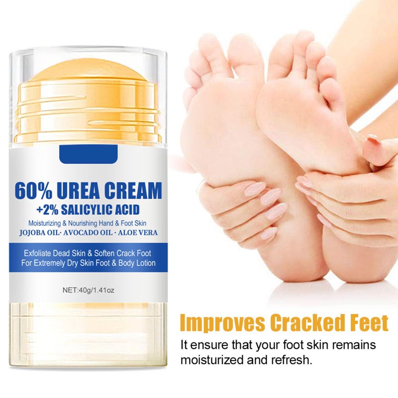 Grospe 60% Urea plus 2% Salicylic Acid Foot Cream Moisturizer for Dry Cracked Feet Knees Elbows Hands Hydrates &Nourish Foot Care for Softens Skin Exfoliates Dead Skin Smoothing Skin Women and Men 1.41oz - Image 5