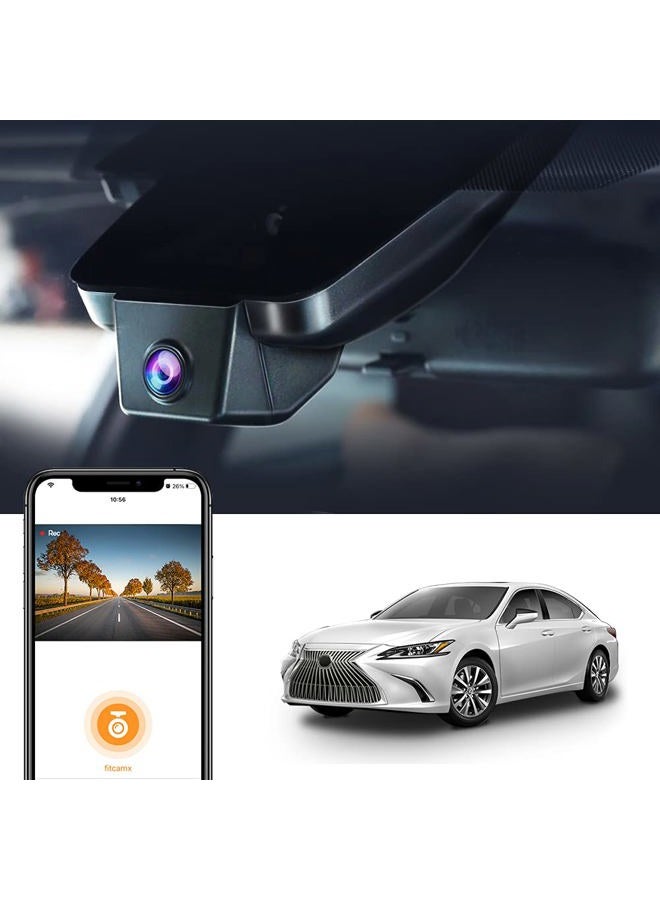 FITCAMX كاميرا داش فيت كام إكس 4K مناسبة لسيارات لكزس ES350 ES300h F Sport ES250 2019 2020 2021 2022 2023 سيدان فاخرة 4D، تصميم OEM مدمج، فيديو UHD 2160P واي فاي، مستشعر G، تسجيل متكرر، توصيل وتشغيل، بطاقة 64GB - Image 1