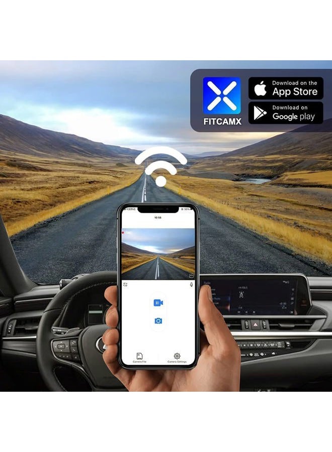 FITCAMX كاميرا داش فيت كام إكس 4K مناسبة لسيارات لكزس ES350 ES300h F Sport ES250 2019 2020 2021 2022 2023 سيدان فاخرة 4D، تصميم OEM مدمج، فيديو UHD 2160P واي فاي، مستشعر G، تسجيل متكرر، توصيل وتشغيل، بطاقة 64GB - Image 4