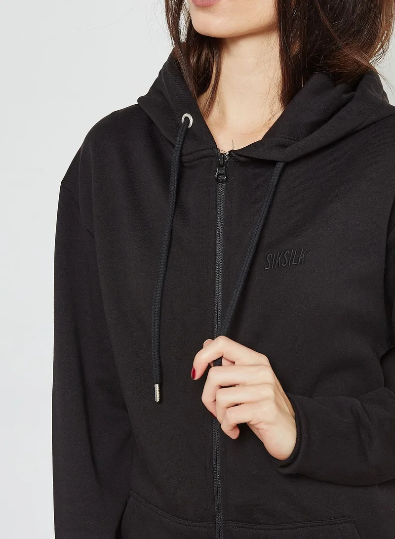 SikSilk Zip Through Logo Hoodie