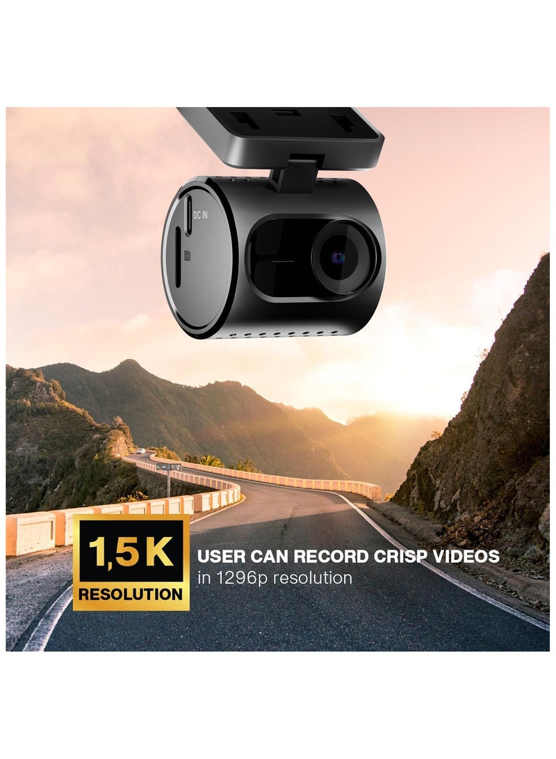 Pioneer Car Dash Camera VREC-H120SC, Super Compact Design, App Support 1296p Resolution, Wide Field of View, Wi-Fi G-sensor, Emergency Recording, microSD Card support Upto 128GB - Image 3