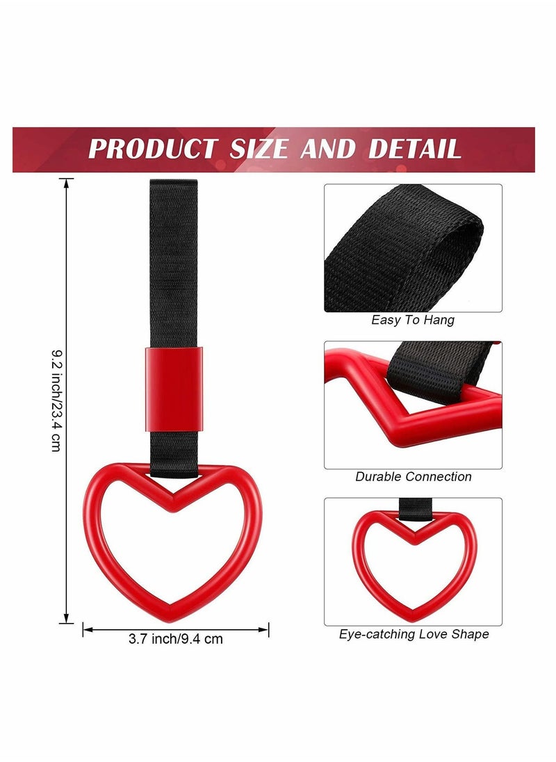 Y&D Japanese Heart-Shaped Hand Strap for Car Interior Exterior Decoration, Red, Pink - 4 Pieces  - Image 2
