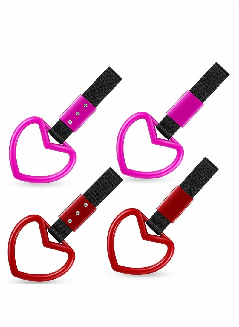 Y&D Japanese Heart-Shaped Hand Strap for Car Interior Exterior Decoration, Red, Pink - 4 Pieces  - Image 1