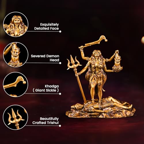 Artarium Goddess Kali MATA Statue Resin Maa Kali Murti Durga MATA Idol Devi Maa Jagdamba Murti for Car Dashboard Home Decor Pooja Room Temple (Kali MATA 4 Inch) - Image 5