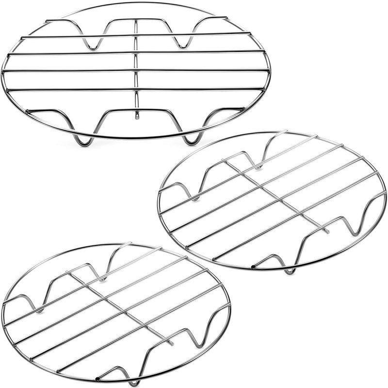 Patelai 3 Pieces Air Fryer Rack Cooking Steaming Cooling Racks Kitchen MultiPurpose 304 Stainless Steel Round W Stand Holder Cookware for Air Fryer Pot Pressure Cooker Canning7 Inch