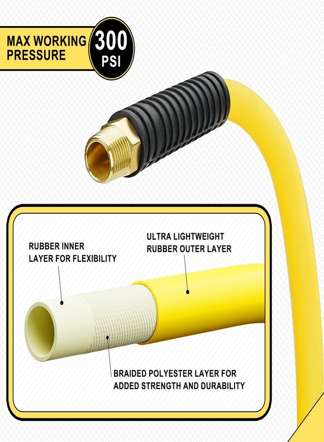 HOOTSUM 1/2 Inch x 6ft. Hybrid Air Hose with 1/2 in. MNPT Ends and Bend Restrictors, 3PCS 1/2” Air Coupler and Plug Kit, Air Compressor Hose Fittings and Accessories - Image 2