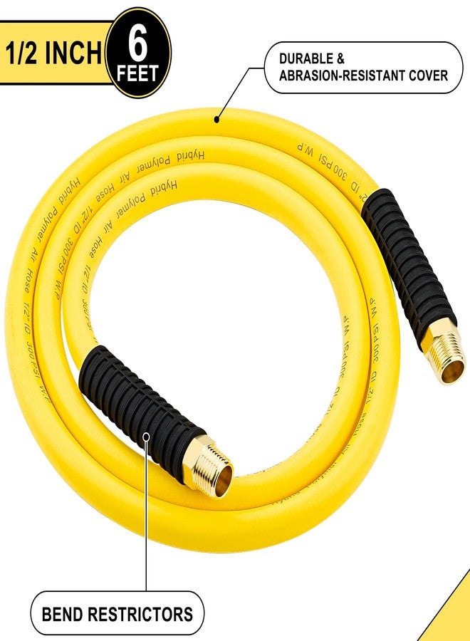 HOOTSUM 1/2 Inch x 6ft. Hybrid Air Hose with 1/2 in. MNPT Ends and Bend Restrictors, 3PCS 1/2” Air Coupler and Plug Kit, Air Compressor Hose Fittings and Accessories - Image 3
