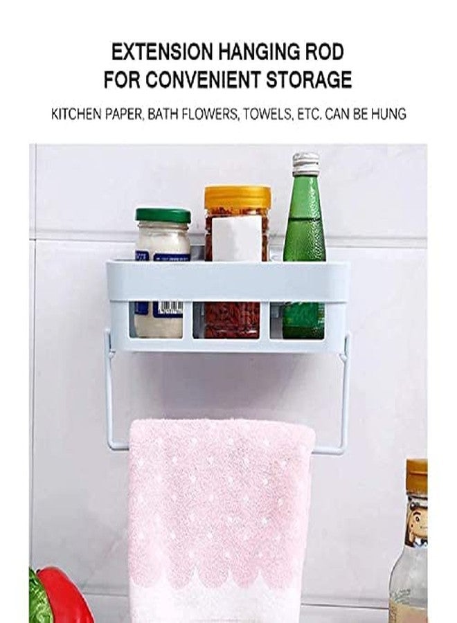 EBOFAB Plastic Rectangular Multipurpose Wall Shelves Adhesive Sticker Hooks Support Without Drilling Bathroom Organizer - Image 5