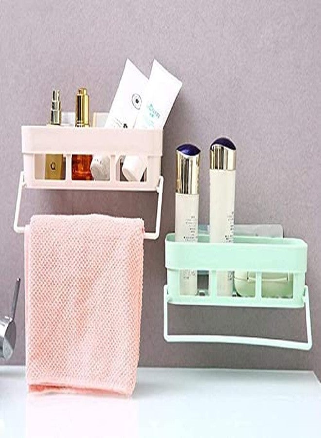 EBOFAB Plastic Rectangular Multipurpose Wall Shelves Adhesive Sticker Hooks Support Without Drilling Bathroom Organizer - Image 4